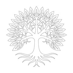 Poster - Continuous Line Drawing Mystic Tree - One Line Art Illustration