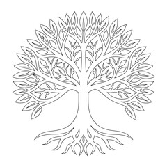 Poster - Continuous Line Drawing Mystic Tree - One Line Art Illustration