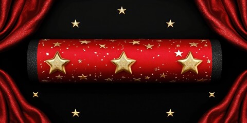 Poster - Red ribbon with stars on it