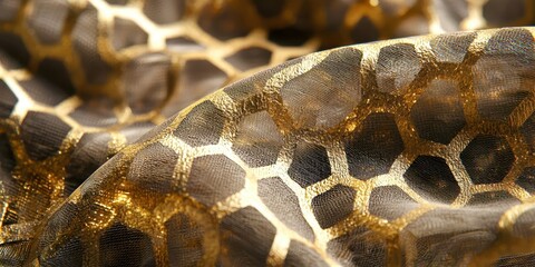 Poster - Gold and black fabric with a honeycomb pattern