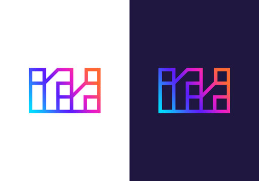 T line colorful logo simple design