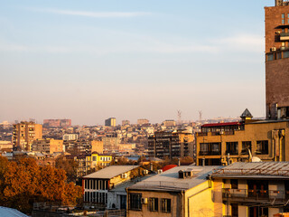 Wall Mural - residential district illuminated by setting sun