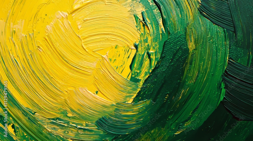 Green and yellow light rings with grainy gradient noise texture posters ...