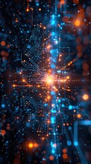 Poster - Abstract digital circuitry with glowing nodes and lines.