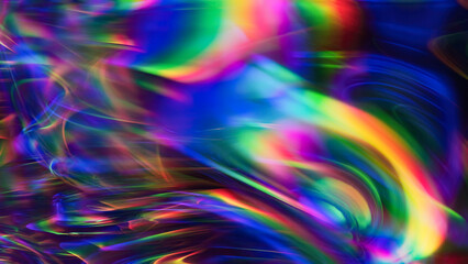 Vibrant 3D Neon Light Waves with Colorful Refractions
