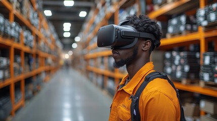 Poster - Retail brand offers immersive virtual reality tours in a warehouse setting during daytime