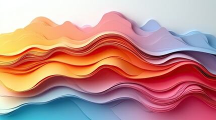 Poster - brightly colored waves of paper create an abstract design in smooth gradients