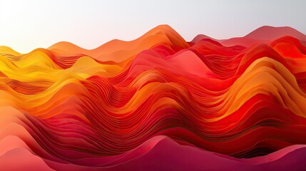 Fototapete - Abstract representation of vibrant waves in hues of red and orange with smooth curves
