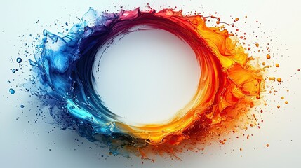 Poster - Swirling colors of blue and orange create a dynamic circular shape illustrating motion and energy