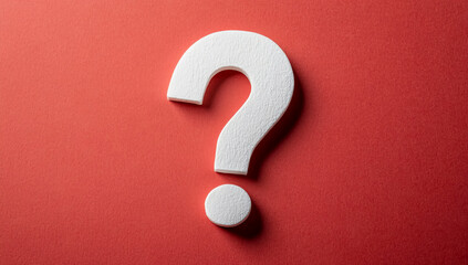 Poster - Textured white question mark against a vibrant red background creates an eye-catching visual element for inquiries and curiosity