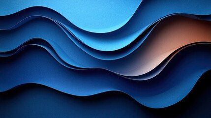 Poster - Soft blue and brown waves create a calm abstract pattern on a textured background