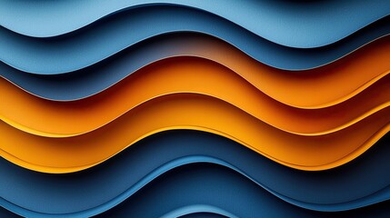 Aufkleber - Textured waves in vibrant blue and orange display create dynamic visual interest on a contemporary surface