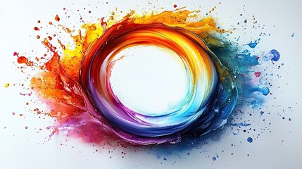 Poster - Colorful circular splash of paint illustrating creativity and artistic expression in vibrant tones