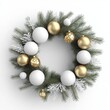 © DZMITRY - A Christmas decoration frame with golden glitter and white branches.