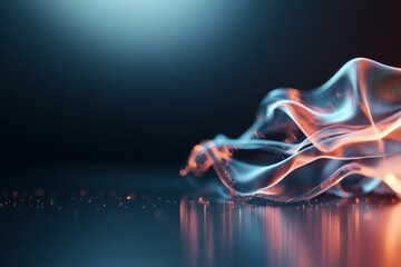 Poster - Colorful flowing fabric creating dynamic light patterns on a reflective surface in an artistic display