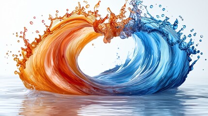 Poster - Colorful water splash creates dynamic wave patterns in bright hues during daytime