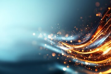 Poster - Fluid waves of light and color create an abstract display of movement and energy in a digital environment