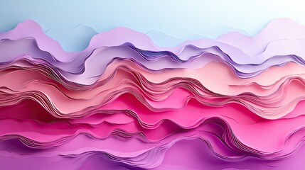 Aufkleber - Colorful waves of paper create a textured layering effect in a pastel color palette across the surface