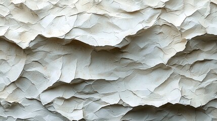 Poster - Textured white paper resembling natural landforms with intricate folds and shadows under soft light