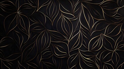 Poster - Abstract Black Gold Leaf Pattern Design