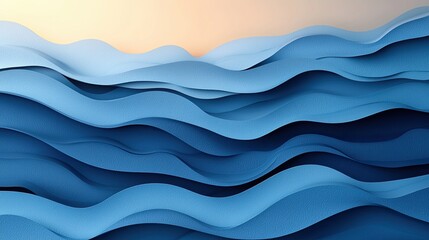 Poster - Abstract blue waves create a dynamic texture against a smooth background at sunset