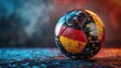 © M_H_L - Worn soccer ball with German flag design on grunge background.