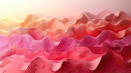 Aufkleber - Abstract waves in soft pastel colors create a serene landscape impression at dawn