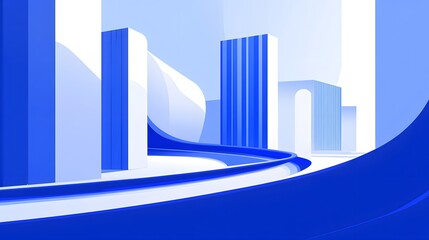 Poster - Abstract Blue and White Architectural Design
