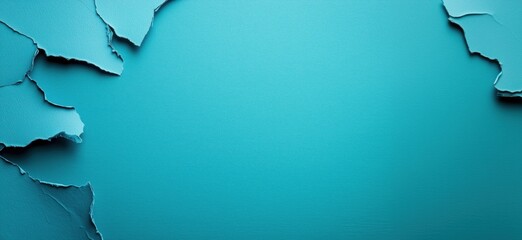 Poster - Torn teal paper texture, layered edges, smooth background, artistic design, copy space for text
