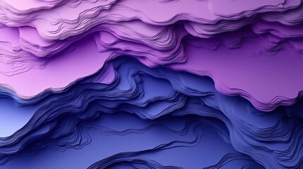 Aufkleber - Colorful abstract layers create a mesmerizing visual display of wavy textures and gradients in shades of purple and blue