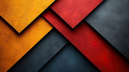Poster - Vibrant layers of geometric shapes in warm colors create an eye-catching abstract design
