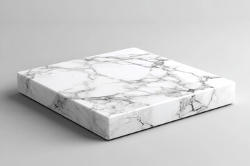 Poster - Square white marble pedestal isolated on white background.