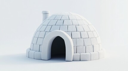 Aufkleber - White minimalist igloo rendering, snow shelter, arctic home, winter dwelling.