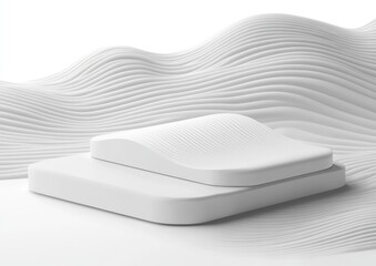 Aufkleber - Abstract white platform on wavy background.