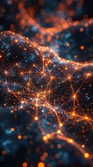Poster - Abstract network connection, glowing nodes and lines.