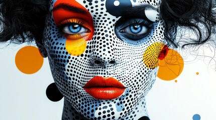 Aufkleber - abstract clown portrait showcases deconstructed design bold colors and fragmented shapes. vibrant composition set clean white background highlighting dynamic forms.