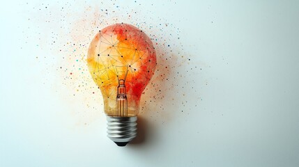 Fototapete - artwork features abstract light bulb created geometric shapes and bold colors. Triangles circles and lines come together form striking representation perfect modern design.