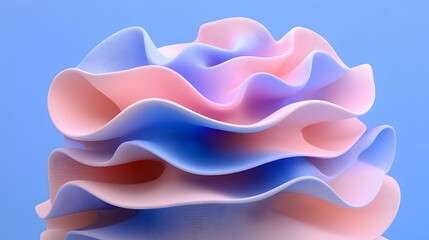 Poster - Abstract pastel pink and blue wavy layers.