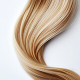 Blond hair texture on white background, haircare and beauty treatment