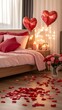 © Nikita - Romantic Bedroom with Red Heart Balloons.