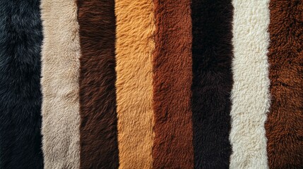 Assorted fur materials featuring unique textures and realistic designs, arranged to inspire textile crafting and creative applications.