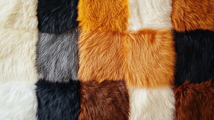 a collection of fur swatches showcasing intricate hide patterns, luxurious textures, and the variety