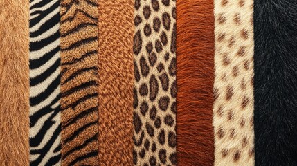 a collection of fur swatches showcasing intricate hide patterns, luxurious textures, and the variety