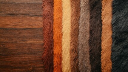 a collection of fur swatches showcasing intricate hide patterns, luxurious textures, and the variety