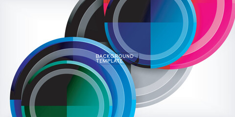 Poster - Minimal geometric abstract background. Circle triangle design