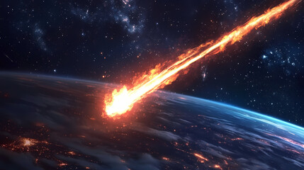 shooting star in the night sky. meteor. illustration