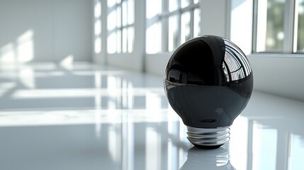 Aufkleber - sleek black light bulb stands white backdrop embodying minimalist aesthetics clean lines and smooth surface exudes sophistication and simplicity.
