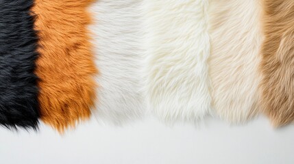 assorted fur fabric samples displayed to showcase their unique textures, realistic designs, and suit