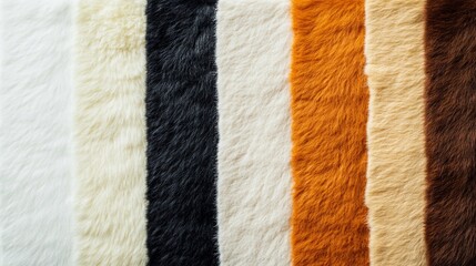 assorted fur fabric samples displayed to showcase their unique textures, realistic designs, and suit