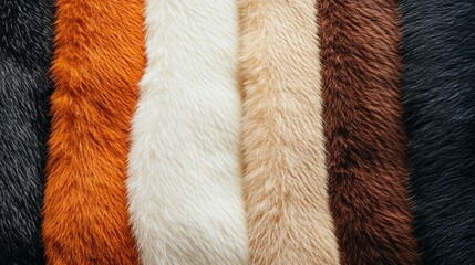 assorted fur fabric samples displayed to showcase their unique textures, realistic designs, and suit